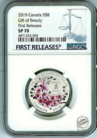 2019 $8 Canada Silver Ngc Sp70 Gift Of Beauty Cherry Blossoms First Releases