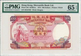 Mercantile Bank Ltd.  Hong Kong $100 1974 One Year Issue Pmg 65epq