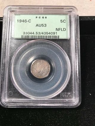 1946 - C Newfoundland Five 5 Cents Key Date Pcgs Green Label