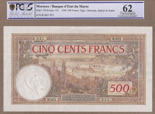 Morocco: 500 Francs Banknote,  (unc Pcgs62),  P - 15b,  10.  11.  1948,
