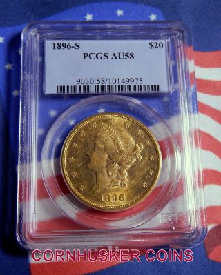 1896 - S Liberty Gold $20 Pcgs Au58 Eye Appeal Luster & Great Strike