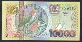 Suriname 10000 Gulden 2000 Unc Ornate Hawk Eagle Surinam P153 Al924818