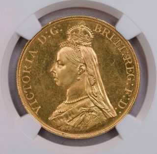 Ngc - Ms64 1887 Great Britain 5pounds Gold Top Grade