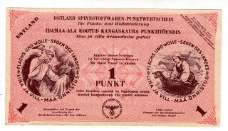 1 Punkt Coupon Banknote Ostland Estonia Ww Ii Nazi Germany German