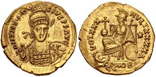 Theodosius Ii.  Ad 402 - 450.  Av Solidus (18.  5mm,  4.  47 G,  7h).  Constantinople,