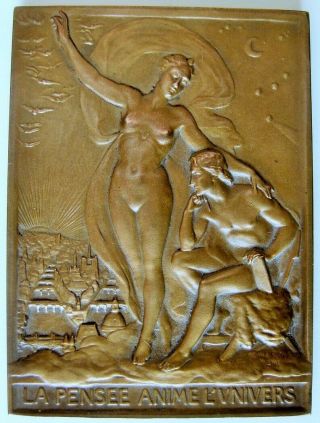 French Art Nouveau Nude Bronze Medal,  Assigned,  By Emile Soldi 1905