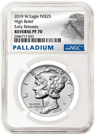 2019 W American Eagle 2019 One Ounce Palladium Reverse Proof Coin - Ngc Pf70 Er