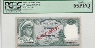 Ta0124 Nd 1972 Nepal 100 Rupees Specimen P - 19s Pcgs 65 Ppq Gem Unc
