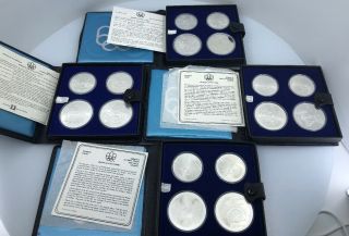 Canada 1976 Complete Olympic 28 Sterling Silver Coin Set Series 1 - 7