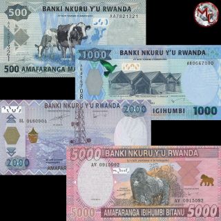 Rwanda - 500,  1000,  2000 & 5000 Francs 2013/2015 - Pick - 38,  39,  40,  41 - Unc