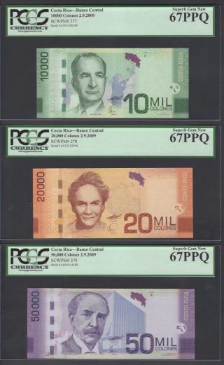 Costa Rica Full Set 1 - 2 - 5 - 10 - 20 - 50 Mil Colones 2 - 9 - 2009 Uncirculated All Graded 4