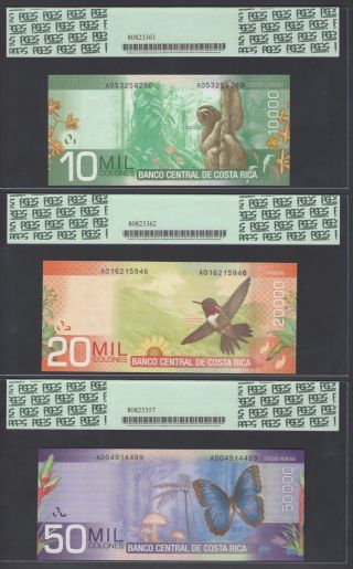 Costa Rica Full Set 1 - 2 - 5 - 10 - 20 - 50 Mil Colones 2 - 9 - 2009 Uncirculated All Graded 5