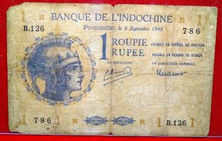 India French Roupie / Rupee Ad 1945 Fine To Vf 786 Ex Rare In Any Grade
