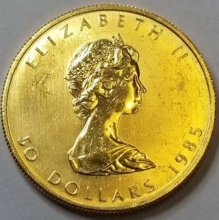 1985 Queen Elizabeth Ii Canadian Maple Leaf,  $50 Gold Coin,  Bu C81449