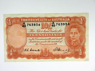 Australia.  Commonwealth Of Australia,  1949 10/ - Coombs - Watts Vf