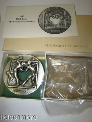 Vintage Society Of Medalists 112th Issue Bronze Medal Escape And Capture 1985