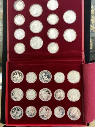 1980 Russia Ussr - Moscow Olympics Proof Silver Set (28) W/ - 21 Oz - Red Box