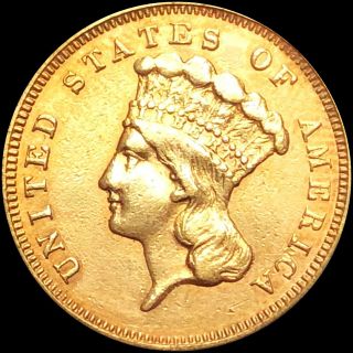 1856 - S $3 Gold Three Dollar Piece About Uncirculated San Francisco Collectible