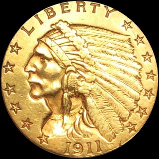 1911 - D $2.  50 " Strong D " Quarter Eagle Near Uncirculated Lustery Gold Coin Key Nr