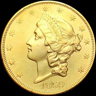 1859 $20 Gold Double Eagle Closely Uncirculated High End Ms Bu Lustery Coin Nr