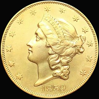 1859 $20 Gold Double Eagle CLOSELY UNCIRCULATED High End ms bu Lustery Coin NR 3