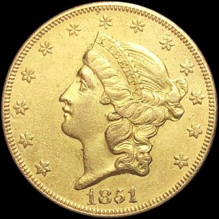 1851 - O Liberty $20 Double Eagle Closely Uncirculated Gold Lustery Orleans Nr