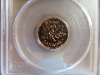 Canada 1 Cent 1947 Maple Leaf Ml (pcgs Sp64rd) Rare Fully Red Specimen