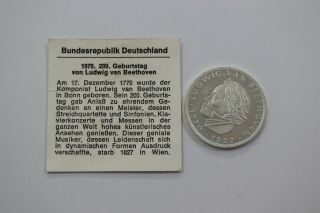 Germany Federal 5 Mark 1970 Silver Beethoven With B18 Cp5