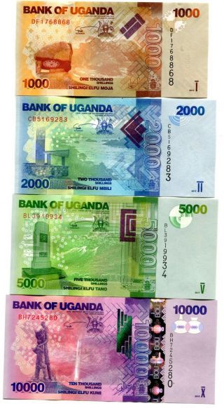 Uganda 1000 2000 5000 10000 Shillings 2015 - 2017 Unc Set Of 4