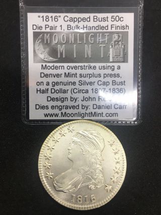 Daniel Carr 1816 Silver Capped Bust Half Dollar Bulk Hand Die Moonlight Flawles
