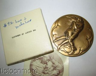 Vintage Society Of Medalists 92nd Issue Bronze Medal Young Love Mother 1975