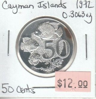 Cayman Islands 50 Cents 1972 Silver Circulated