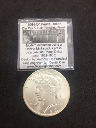 Daniel Carr 1964 - D Proof - Like Peace Silver Dollar Die 5 Overstrike