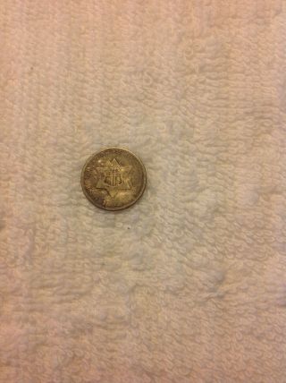 1852 3c Three Cent Silver Piece,  Grade Vg/f,  Dw3