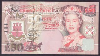 1995 Gibraltar 50 Pounds £50 Unc P.  28a