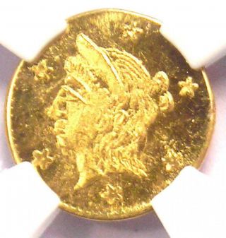 1861 California Gold Liberty Pioneer Gold Token Piece - Ngc Ms67 - Rare In Ms67