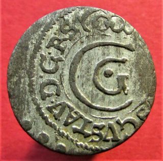 Silver Medieval Coin Livonia Riga Solidus Schilling 1657 Carl X Gustav Rare