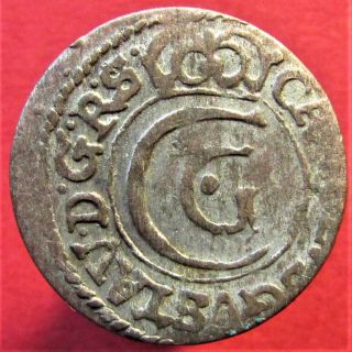 Silver Medieval Coin Livonia Riga Solidus Schilling 1658 Carl X Gustav Rare