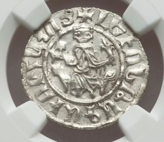 Levon I Armenia Ngc Ms60 Silver Tram Knights Templar Crusader Cross Coin