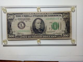 1934 - A Us ($500) Five Hundred Dollar Federal Reserve Note (san Francisco) S/n: L
