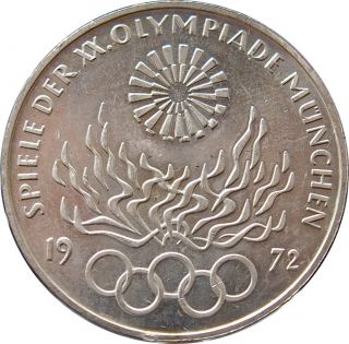 1972 Germany Munich Summer Olympic Games XX 10 Mark Silver Coin - b e 2
