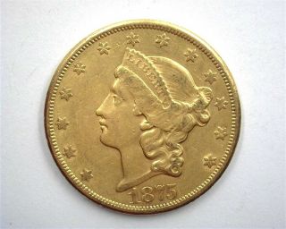 1875 - Cc Liberty Head $20 Gold Double Eagle Nearly Uncirculated