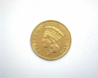 1856 - S Indian Princess $3 Gold Nearly Uncirculated Rare Low Mintage