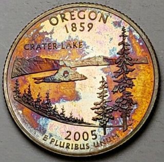 2005 - S Oregon State Proof Silver Quarter With Unique Color Toning And Luster