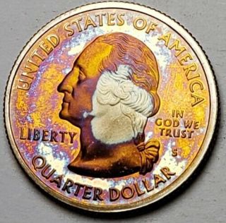 2005 - S OREGON STATE PROOF SILVER QUARTER WITH UNIQUE COLOR TONING AND LUSTER 2