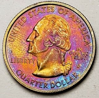 2006 - S North Dakota State Proof Silver Quarter With Monster Multi - Color Toning