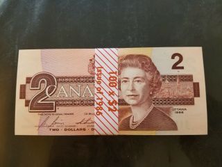 $2 1986 Bank Notes - Bundle 100 In Series.