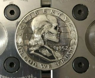 Hobo Nickel Skull Hand Engraved Half Dollar Silver Coin Ohns Love Token