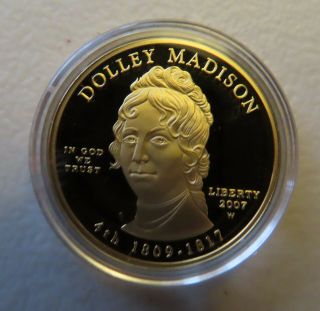 4 Gold Coin Set,  All 2007 Proof $10 Spouse Washington Adams Jefferson ' s Madison 9