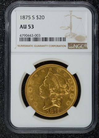 20 Dollar 1875 - S NGC AU53 United States USA Gold Double Eagle choice AU 3